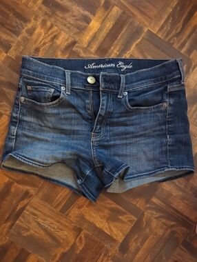 Dark Blue Denim Short Shorts - American Eagle